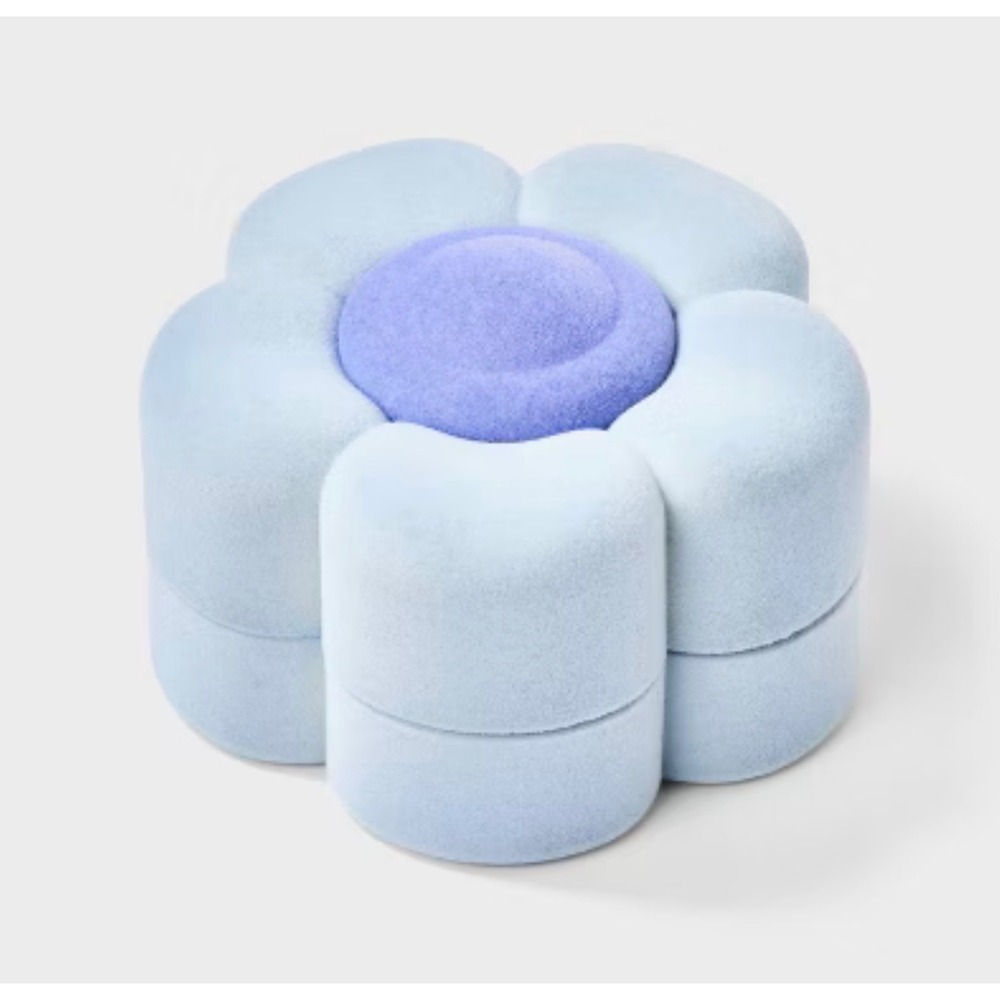 Target Flower Jewelry Box Blue Purple Velvet Floral Earring Storage Case NWT